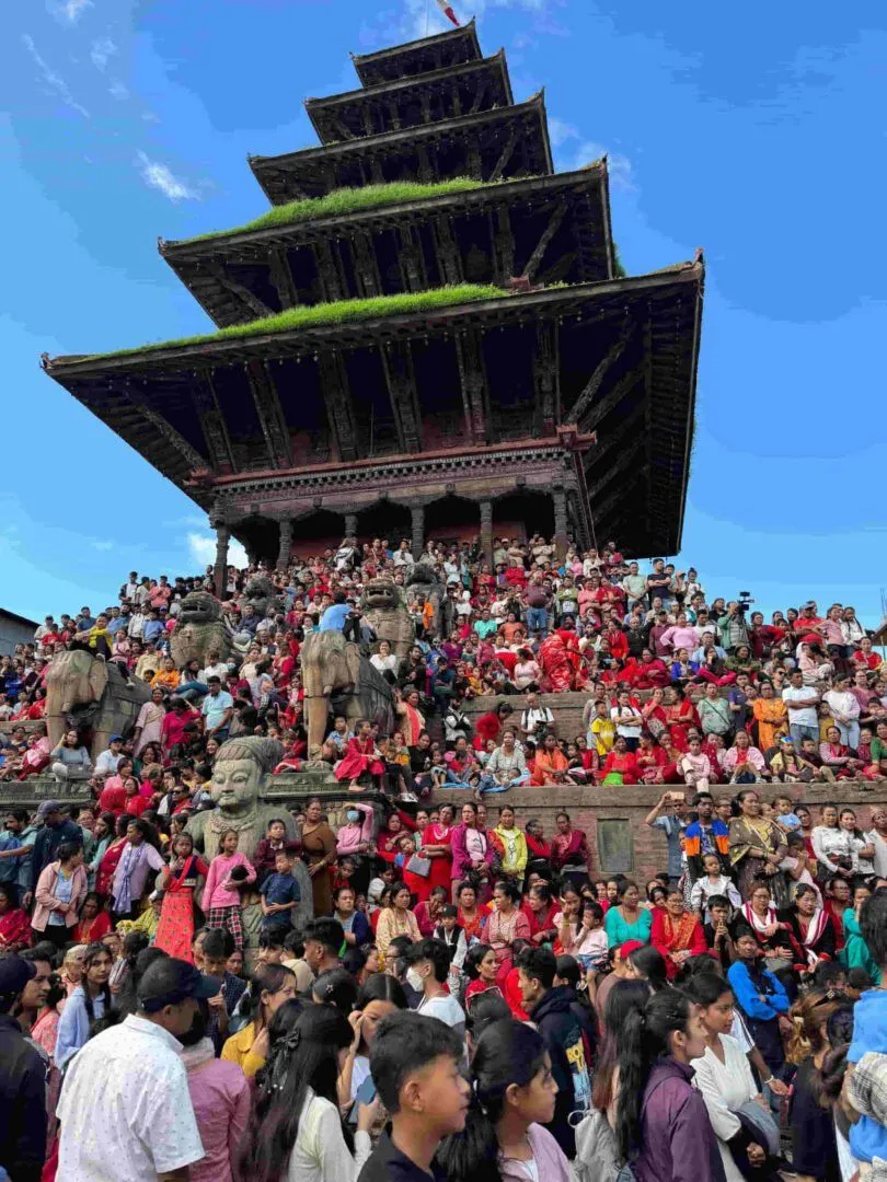 Living Heritage in Nepal people gathered in bhatakpur durbar sqaure for Jatra